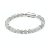 Men's labradorite bracelet with matte magnetic clasp on white background